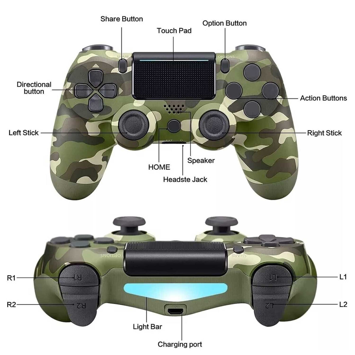 Ps4 Camo Green Dualshock4 Wireless Game Controller