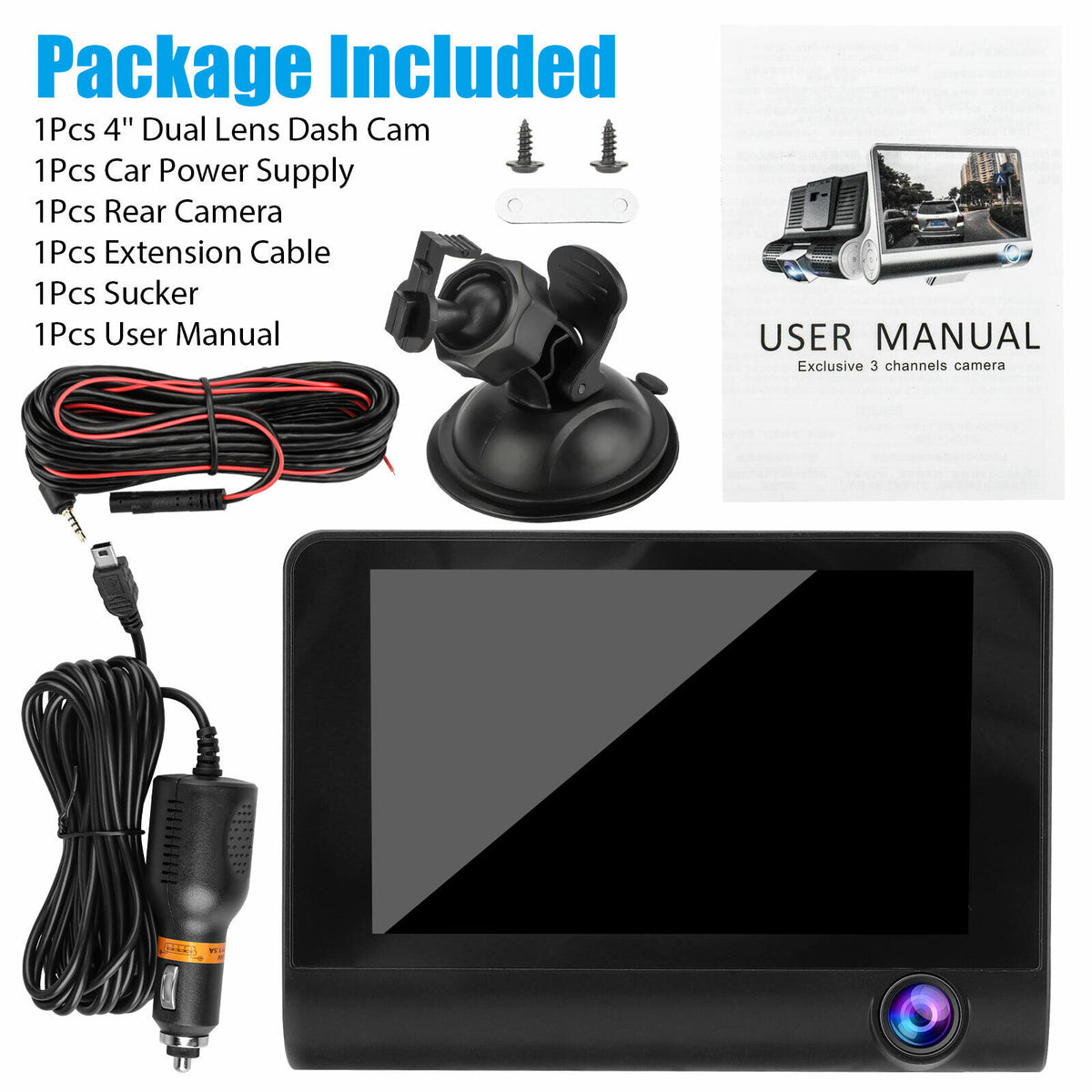 Wdr Dashcam 3 Camera Lens Video Car Dvr Full Hd 1080p