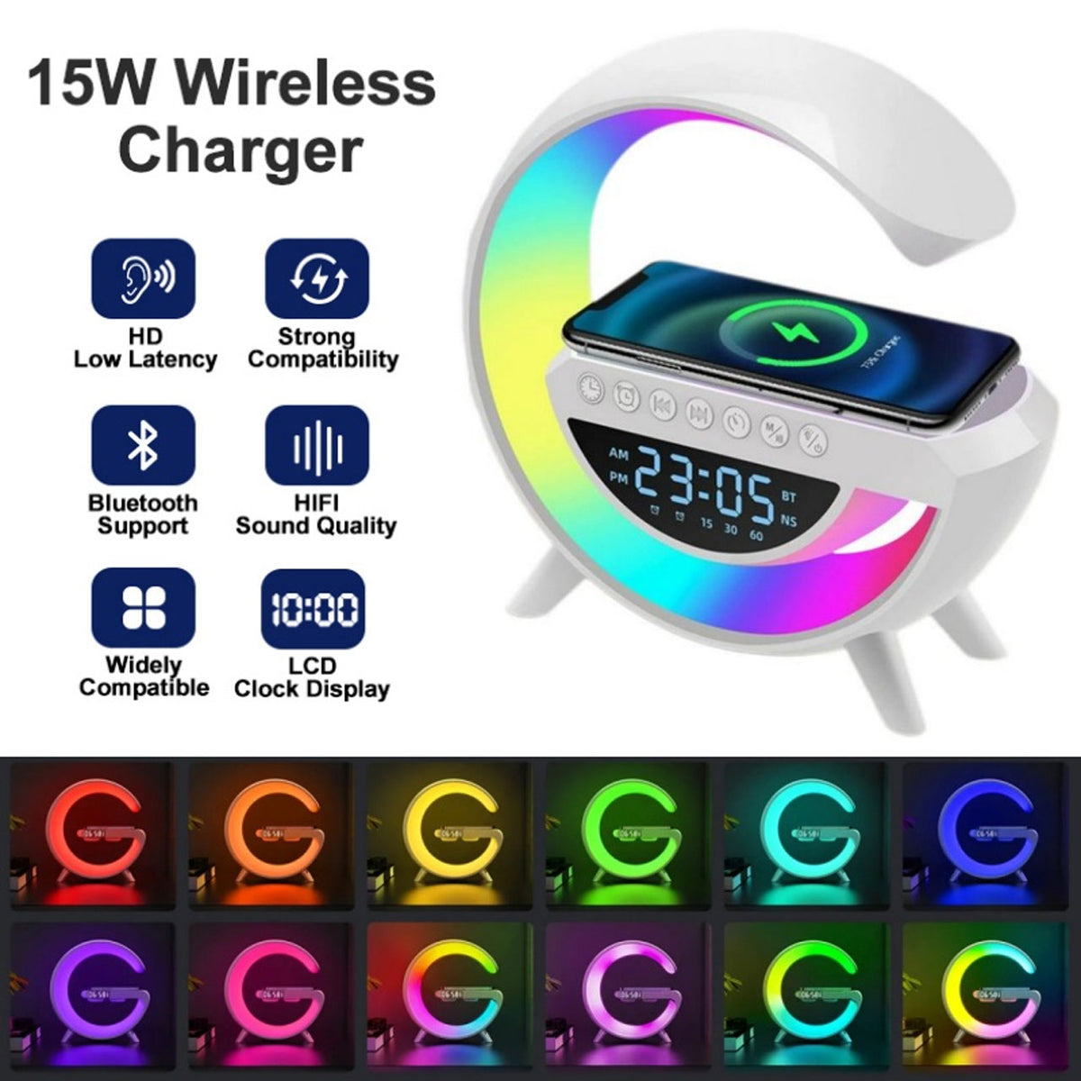 Bt3401 Led Wireless Phone Charger Bluetooth Speaker