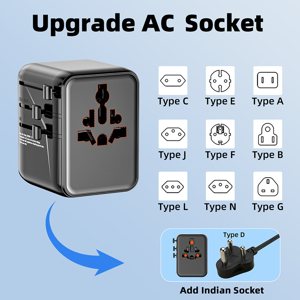 Speedx Sp-tcw03 45w Gan Iii Universal Travel Adapter