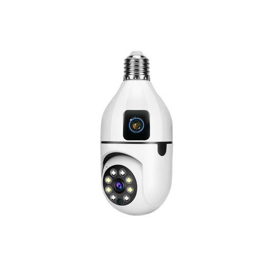Speed-x Sp-e28-2 Dual Lens Bulb Camera 1080p Wifi Panoramic Night Vision Motion Detection With V380 Pro App